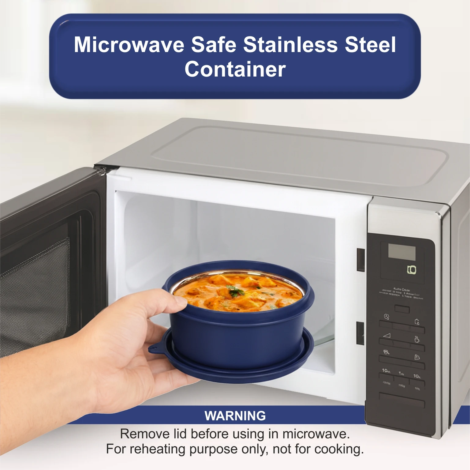 FOODNFOOD Microwave Safe Lunch Box Insulated Bag – Leak-Proof, BPA Free School Office 2 Containers Stainless Steel Office Lunch Box (800 ml, Microwave Safe) - Image 9