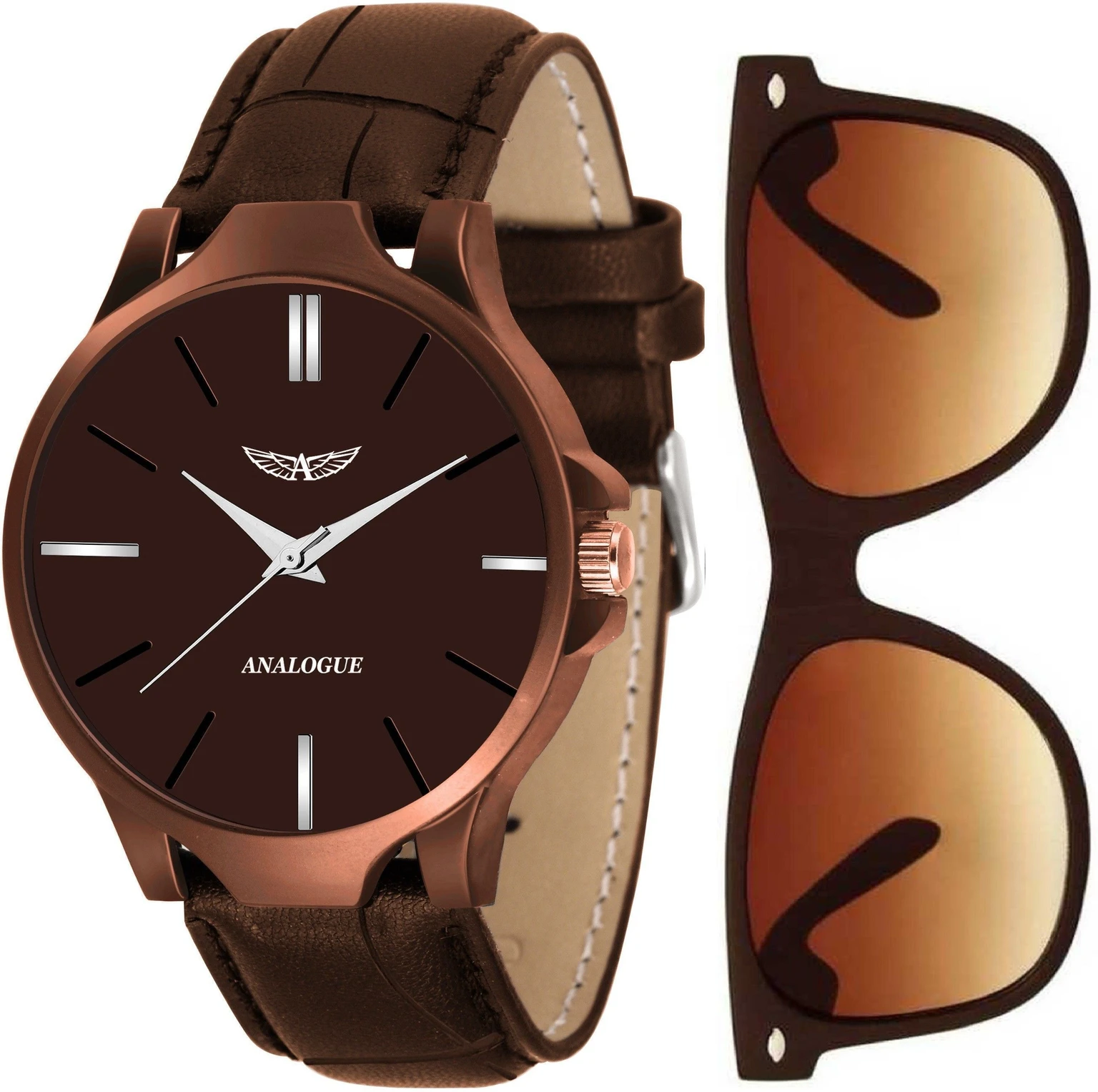 ANALOGUE Freebie Wayfarer Sunglass & Boys Watch with Premium Gift Box Packaging Analog Watch - For Men 428-BRWN-BRWN-2-BROWN-WAYFARER