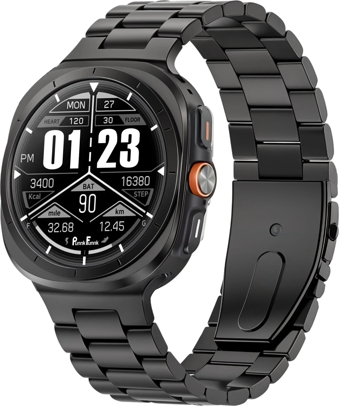 PunnkFunnk Xtrastorm| Bluetooth Calling Smartwatch| New Edition | Notificaton| Fitness Smartwatch (Black Strap, Regular Size)