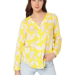 VERO Moda Women Polyester Regular Fit Printed V-Neck Top|Long Sleeves