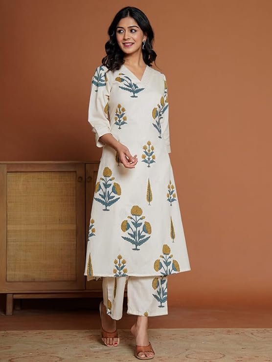 INDO ERA Women's Catton Ethnic Co-Ord Set | Kurta Pant Set | Kurta Palazzo Set | Stylish Cotton Suit Set for Women,10071 | Co Ord Set For Women Stylish | - Image 5