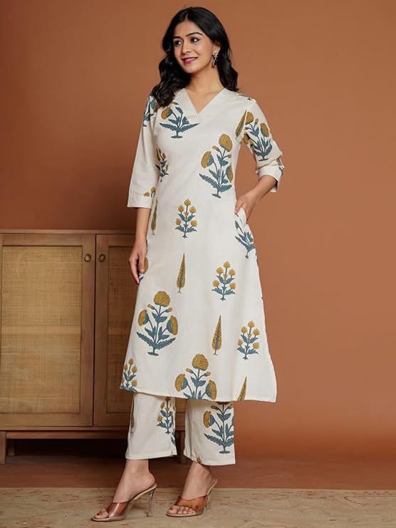 INDO ERA Women's Catton Ethnic Co-Ord Set | Kurta Pant Set | Kurta Palazzo Set | Stylish Cotton Suit Set for Women,10071 | Co Ord Set For Women Stylish | - Image 4