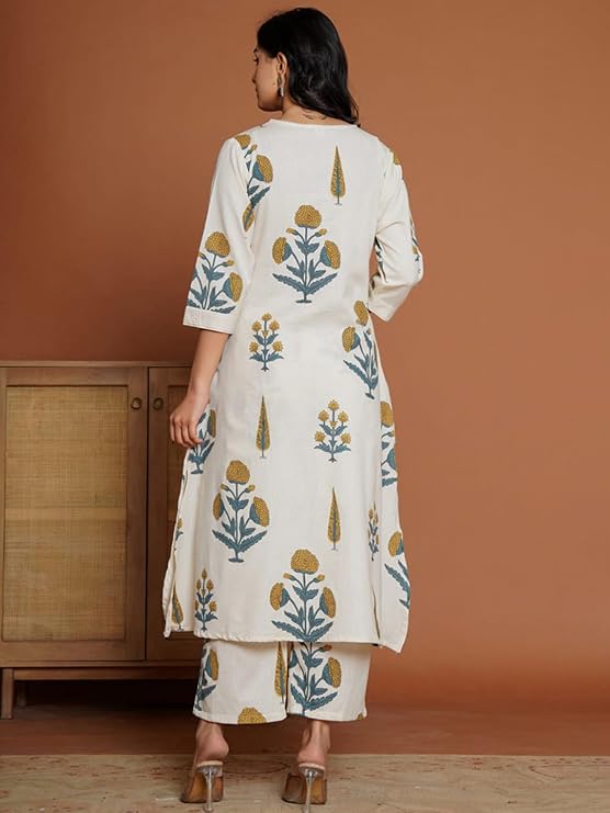 INDO ERA Women's Catton Ethnic Co-Ord Set | Kurta Pant Set | Kurta Palazzo Set | Stylish Cotton Suit Set for Women,10071 | Co Ord Set For Women Stylish | - Image 7