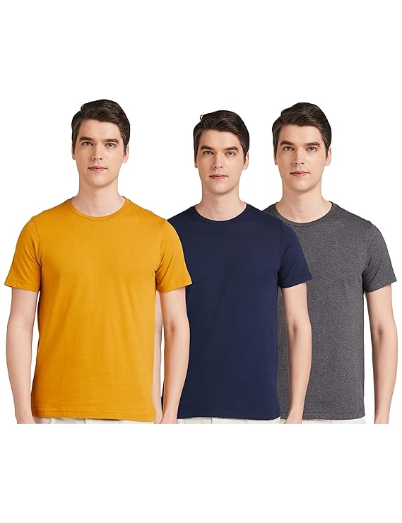 Amazon Brand - Symbol Men's Solid Cotton T Shirt | Round Neck | Half Sleeve | Plain-Regular Fit (Available in Plus Sizes)