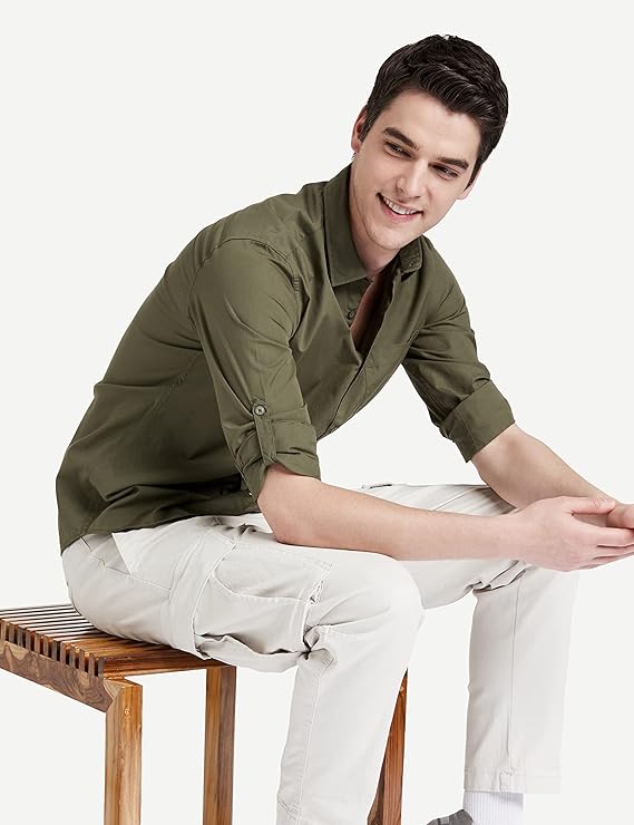 Amazon Brand - Symbol Men's Cotton Shirt | Casual | Plain | Full Sleeve | Summer - Regular Fit (Available in Plus Sizes) - Image 5