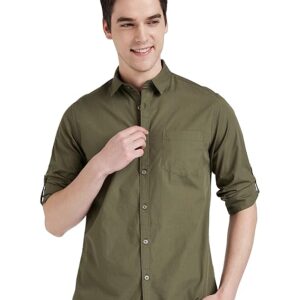 Amazon Brand - Symbol Men's Cotton Shirt | Casual | Plain | Full Sleeve | Summer - Regular Fit (Available in Plus Sizes)