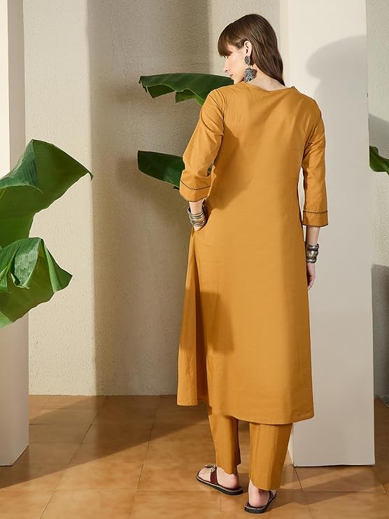 INDO ERA Women's Embroidered Anarkali Kurta Pant Set with Dupatta | Co Ord Set For Women Stylish - Image 2