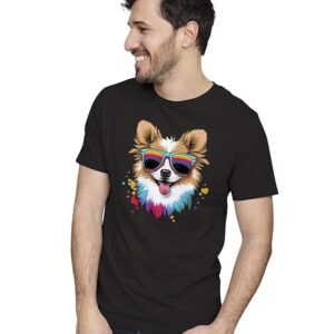 Men's & Women's Regular Fit T-Shirt Cute Dog Wearing Sunglasses 100% Cotton Unisex T-Shirt