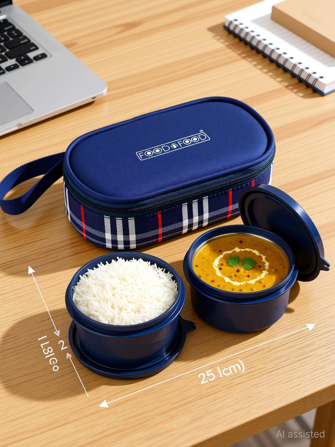 FOODNFOOD Microwave Safe Lunch Box Insulated Bag – Leak-Proof, BPA Free School Office 2 Containers Stainless Steel Office Lunch Box (800 ml, Microwave Safe) - Image 2