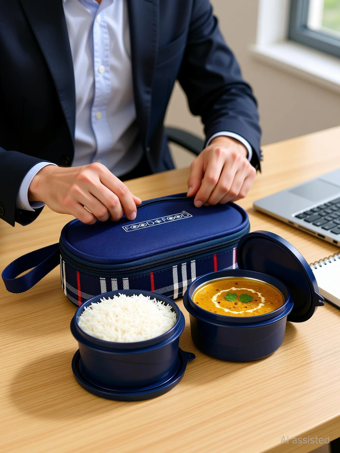 FOODNFOOD Microwave Safe Lunch Box Insulated Bag – Leak-Proof, BPA Free School Office 2 Containers Stainless Steel Office Lunch Box (800 ml, Microwave Safe) - Image 3
