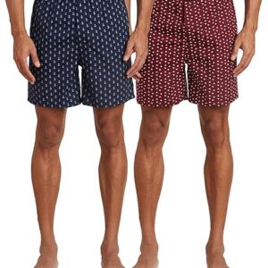 Amazon Brand - Symbol Men's Cotton Printed Boxer Shorts (Combo Pack of 2) Casual | Underwear | Half Pants | Short Pant - Regular Fit with Back Pocket