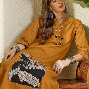 INDO ERA Women's Embroidered Anarkali Kurta Pant Set with Dupatta | Co Ord Set For Women Stylish